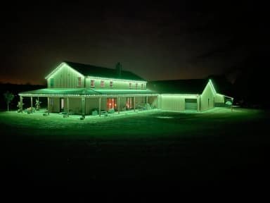 150 ft permanent lighting kit installed on a home